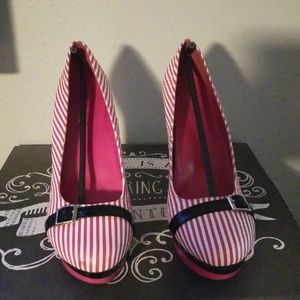 Pink and White Handgun Heeled shoes